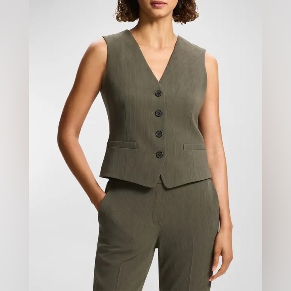 Theory Admiral Stripe Button-Front Waistcoat